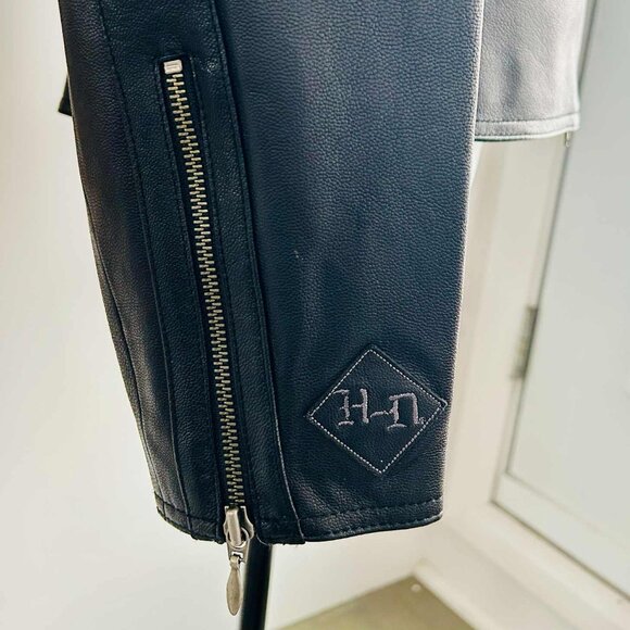 Harley-Davidson Black Leather Moto Jacket with Embroidered Filigree – US L - Picture 9 of 12